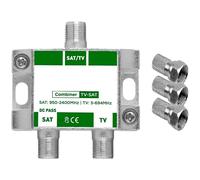 TECHZOCO Mélangeur de signal satellite et terrestre, mélangeur TV/SAT, diplexeur de signal satellite et terrestre, convient pour la combinaison de deux signaux sur la même ligne, passage DC, avec