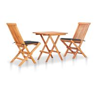 Teck Ensemble de Bistro 3 pcs avec Coussins à Carreaux Rouge Jardin vidaXL