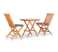 Teck Ensemble de Bistro 3 pcs avec Coussins à Carreaux Rouge Jardin vidaXL