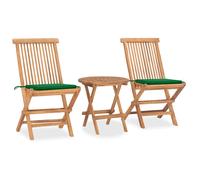 Teck Mobilier à Dîner d'Extérieur Pliable avec Coussin 3 pcs Jardin vidaXL