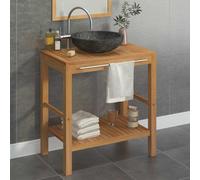 Teck Solide Armoire de Toilette avec Lavabo Marbre Vasque à Poser de Toilette Lave-mains Meuble de Salle de Bain Intérieur Maison Noir