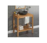 Teck Solide Armoire de Toilette avec Lavabo Marbre Vasque à Poser de Toilette Lave-mains Meuble de Salle de Bain Intérieur Maison Noir