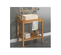 Teck Solide Armoire de Toilette avec Lavabo Vasque à Poser de Toilette Lave-mains Meuble de Salle de Bain Maison Intérieur Marbre Crème 3058160