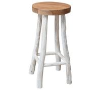 Tabouret De Bar Bois De Teck Massif Blanc