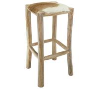 Teck Tabouret de Bar Cuir de Chèvre Carré Chaise de Bistrot Cuisine vidaXL