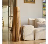 Lumisky Lampadaire d'extérieur TECKA TALL – bois teck, LED blanc chaud, télécommande H120cm