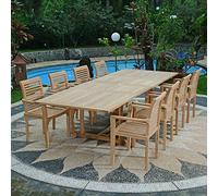 Teck'Attitude Salon de Jardin en Teck Massif Alifax, 8 Places