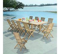 Teck'Attitude Salon de Jardin Teck Massif Murcie, 10 Places