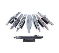 TECKEEN Lot de 8 porte-avions de guerre en plastique de 15 cm, modèle 4D, modèle cruiser, sous-marin, navire, exposition scientifique militaire (kit démonté)