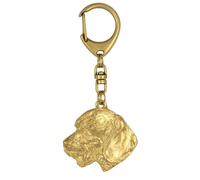 Teckel à poil dur, Chien-saucisse III - Porte-clés doré avec chien, décoration d