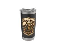 Teckel à poil dur Running The House Since Birth Gobelet isotherme en acier inoxydable double paroi