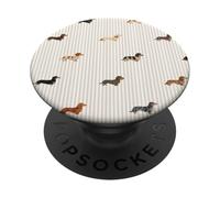 Teckel à Poils Longs, Mini crème, Motif Mignon Doxie métallique PopSockets PopGrip Adhésif