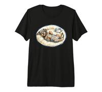 Teckel à Poils Rugueux pour Chien Chillt avec Panier pour Chien + Nourriture Pendant Le Sommeil T-Shirt Haut de Gamme