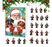 Teckel Avent de Noël - Calendrier de l'Avent 24 Jours avec Teckel de Noël,Pendentif Mignon 2D - pour Célébration des Fêtes de Décembre Fête Familiale Adolescents Adultes Salon Cheminée