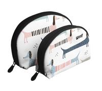 Teckel Bleu Marine Mignon, Trousse de Maquillage Coquille Femme Petit Porte-Monnaie Trousse de Toilette Trousse à cosmétiques 2 pièces