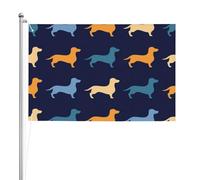 Teckel Bleu Orange Chien,Drapeau de jardin, bannière décorative, drapeau double face, 2 x 3 pieds, pour extérieur et intérieur