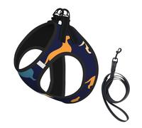 Teckel Bleu Orange Chien,Harnais pour Animaux de Compagnie, Harnais réfléchissant réglable pour Chien,L