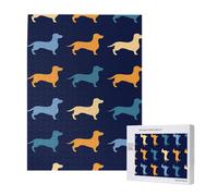 Teckel Bleu Orange Chien,Puzzle Familial en Bois de 500 pièces pour Adultes et Adolescents
