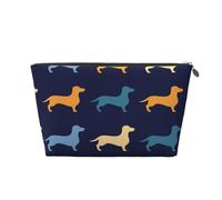 Teckel Bleu Orange Chien, Trousse de Toilette Trousse de Maquillage Sac à cosmétiques Trousse de Toilette de Voyage Portable