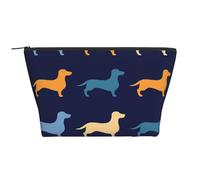 Teckel Bleu Orange Chien, Trousse de Toilette Trousse de Maquillage Sac à cosmétiques Trousse de Toilette de Voyage Portable
