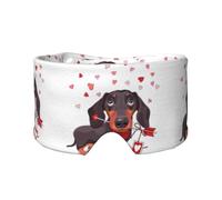 Teckel Chien Chiot Animal Amour Flèche,Masque pour les yeux bloquant la lumière Cache-yeux et cache-oreilles pour le sommeil