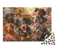 Teckel Chien Fleur Puzzle, 1000 Pièces pour Adultes Haute Qualité