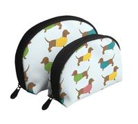 Teckel Chien Mignon Fond D'écran, Trousse de Maquillage Coquille Femme Petit Porte-Monnaie Trousse de Toilette Trousse à cosmétiques 2 pièces