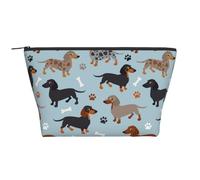 Teckel Chiens Bleu, Trousse de Toilette Trousse de Maquillage Sac à cosmétiques Trousse de Toilette de Voyage Portable