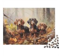 Teckel Chiot forêt Puzzle 1000 Pièces Adulte avec Couleurs Éclatantes,Ensemble De Casse-tête en Puzzle activité Zen pour La Décoration De Bureau,Idée Cadeau Anniversaire 52x38cm/1000pcs