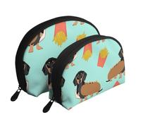 Teckel de Chien de Saucisse, Trousse de Maquillage Coquille Femme Petit Porte-Monnaie Trousse de Toilette Trousse à cosmétiques 2 pièces