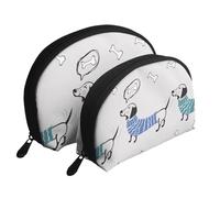 Teckel de Dessin animé, Trousse de Maquillage Coquille Femme Petit Porte-Monnaie Trousse de Toilette Trousse à cosmétiques 2 pièces
