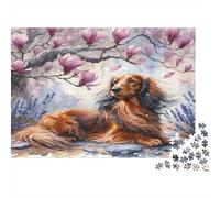 Teckel de Printemps Puzzle 1000 Pièces Adulte avec Assemblage Fluide,Puzzle d'art Jeu De Patience pour Un Passe-Temps pour Adulte,Étoile du Cadeau De Noël 38x26cm/1000pcs