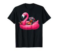 Teckel d'été amusant rose fête piscine vacances d'été chien T-Shirt