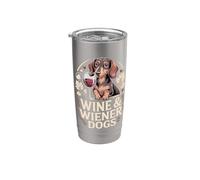Teckel drôle et vin citation amateur de vin Gobelet isotherme en acier inoxydable double paroi