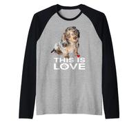 Teckel en marbre avec Inscription « This is Love Puppy Lover » Manche Raglan