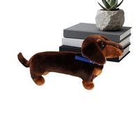 Teckel en Peluche réaliste - Chien en Peluche - Chiens à saucisses Mignons et réalistes - Teckel Doux avec Collier - Jouet d'accompagnement pour - Ornement décoratif - Cadeau ou