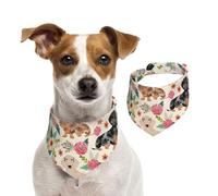 Teckel Floral Fleurs Vintage,Bandanas pour Chien, écharpe en Coton, Bavoirs réglables pour Animaux de Compagnie,L