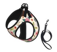 Teckel Floral Fleurs Vintage,Harnais pour Animaux de Compagnie, Harnais réfléchissant réglable pour Chien,S