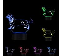 Teckel Forme Conception 3D Illusion D'optique Veilleuse Animal Animal De Compagnie Chiot Saucisse Chien Lampe De Table Wiener-Chien Sommeil Atmosphère Lumière Avec Des Couleurs Modifiables Signes Lu