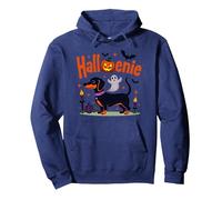 Teckel Halloween Fête effrayante Chiot Sweat à Capuche, Unisexe pour Adultes, Bleu Marine, M