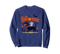 Teckel Halloween Fête effrayante Chiot Sweatshirt, Unisexe pour Adultes, Bleu Marine, S