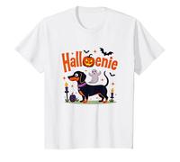 Teckel Halloween Fête effrayante Chiot T-Shirt, Enfant, Blanc, 12 Ans