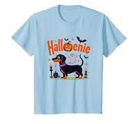 Teckel Halloween Fête effrayante Chiot T-Shirt, Enfant, Bleu Céleste, 12 Ans