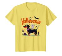 Teckel Halloween Fête effrayante Chiot T-Shirt, Enfant, Citron, 4 Ans
