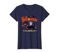 Teckel Halloween Fête effrayante Chiot T-Shirt, Femme, Bleu Marine, S