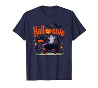 Teckel Halloween Fête effrayante Chiot T-Shirt, Homme, Bleu Marine, 3XL