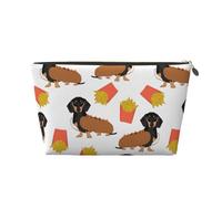 Teckel Hot Dog Et Frites Nourriture Drôle Mignonne, Trousse de Maquillage Trousse à cosmétiques Trousse de Toilette de Voyage Portable Pochette de Toilette