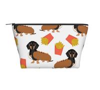 Teckel Hot Dog Et Frites Nourriture Drôle Mignonne, Trousse de Toilette Trousse de Maquillage Sac à cosmétiques Trousse de Toilette de Voyage Portable