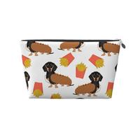 Teckel Hot Dog Et Frites Nourriture Drôle Mignonne, Trousse de Toilette Trousse de Maquillage Sac à cosmétiques Trousse de Toilette de Voyage Portable