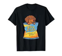 Teckel jetant Un Coup d'œil à partir d'un Sac à Frites Anime drôle T-Shirt